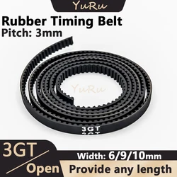 3GT 3M Rubber Open Timing Belt Width 6/9/10mm Belt Pitch 3mm GT3 Provide Any Length Conveyor Belt 3MGT Synchronous Belt 3M