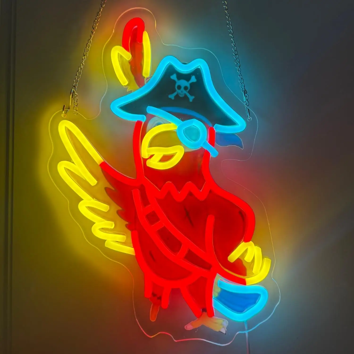 

Неоновая вывеска «Пиратский попугай»: USB LED-светильник для игровой комнаты, гаража, бара, вечеринки, спальни, декоративный настенный светильник, подарок, художественное украшение