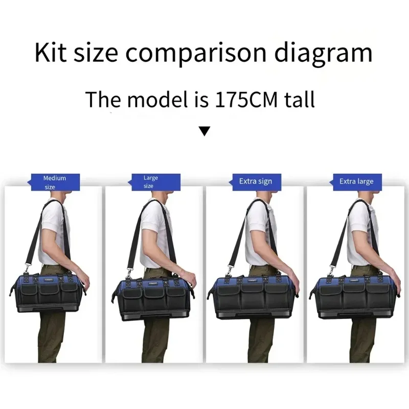 1680D Heavy Duty Tool Bag with Waterproof Base Large Capacity Organizer for Electrician Mechanic Wear-Resistant Tote Tool Bag