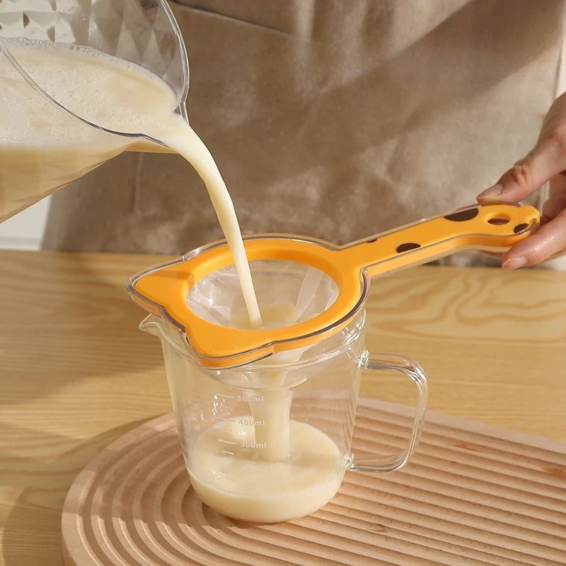 1pc Multi-functional Double-layer 2 In 1 Funnel Filter With Handle Juice Strainer Large-caliber With Hanging Hole Fine Mesh Cola