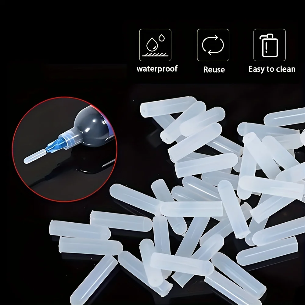 Tappo in silicone per ago erogatore da 50 pezzi, cappuccio protettivo per ago in silicone bianco latte, perdite/solidificazione anti-colla, manutenzione