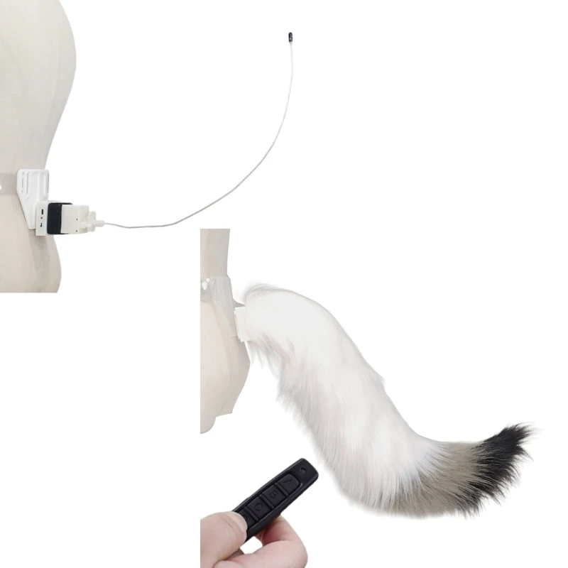 Rechargeable Wagging Foxes Tail Costume Props Soft Plush Wearable Tail with Remote Control for Stage Role Play Event 6XDA