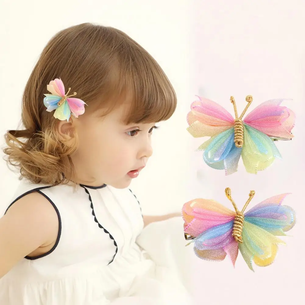 

2Pcs Mesh Butterfly Hairpins Hand-Woven Versatile Children's Hair Accessories for Hairstyles