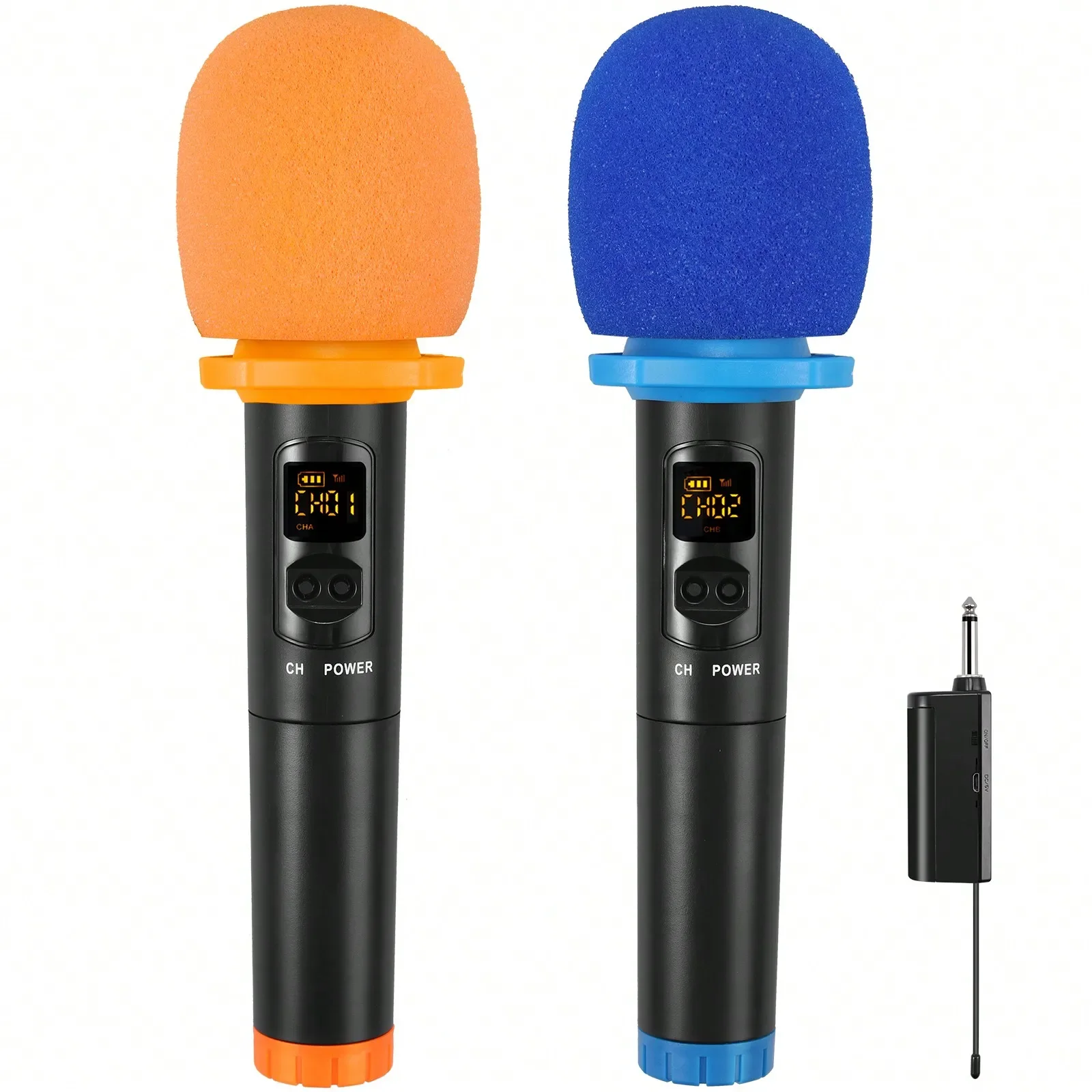 Wireless microphone UHF Wireless Dual Handheld Dynamic Mic System with Rechargeable Receiver for Karaoke Amplifiers PA Systems