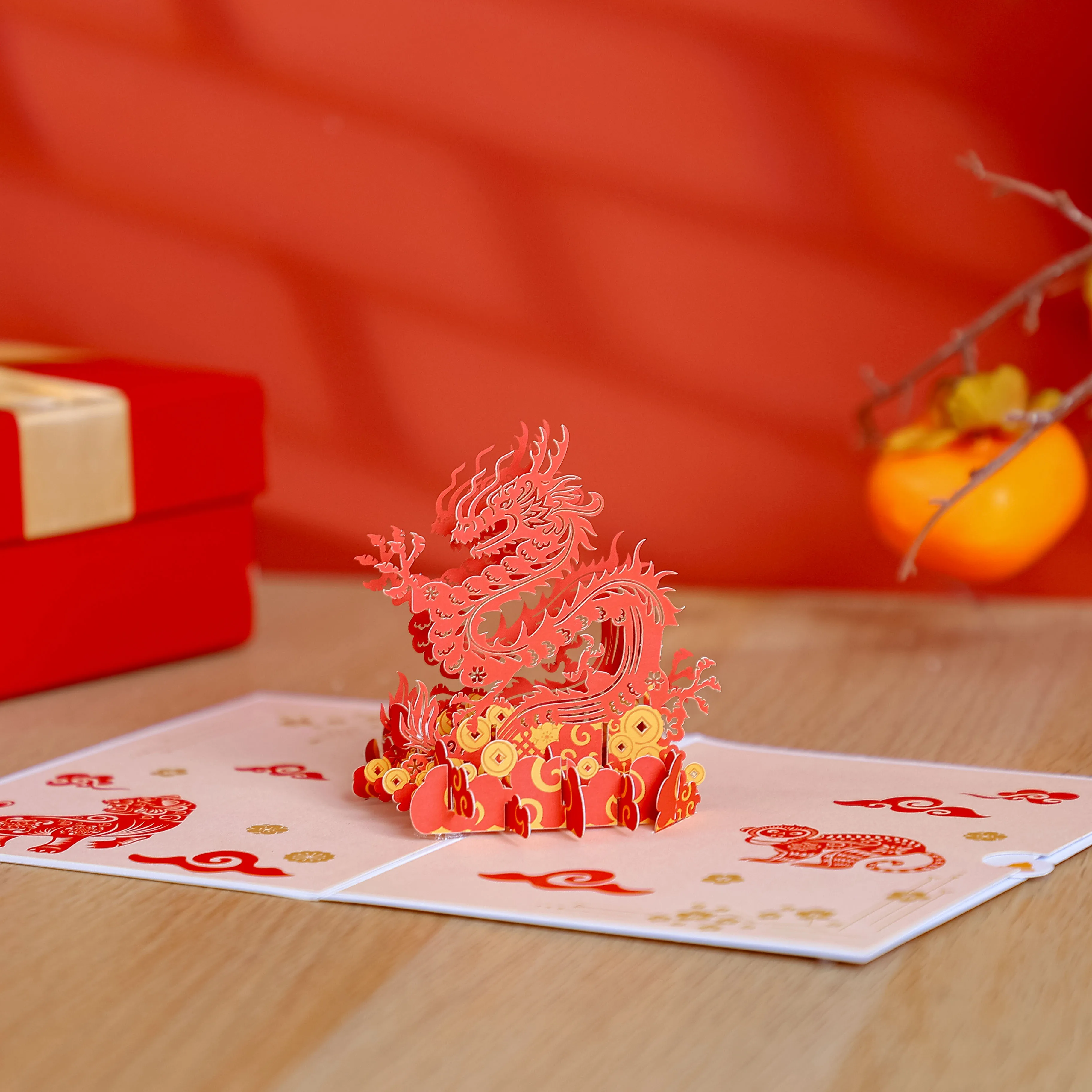 

3D всплывающая открытка, новогодняя вечеринка, китайский зодиак - дракон, изысканная всплывающая открытка для праздничного праздника, идеально подходит для знаменитостей