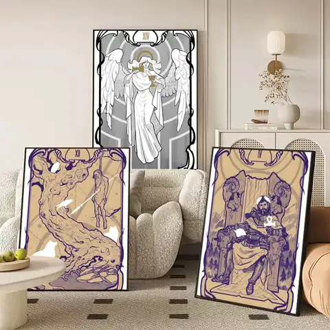 Pittura Calligrafia HD Tela impermeabile Poster Art: Decorazione murale estetica Casa, bar e altro Carte da poker A-Angel e diavolo