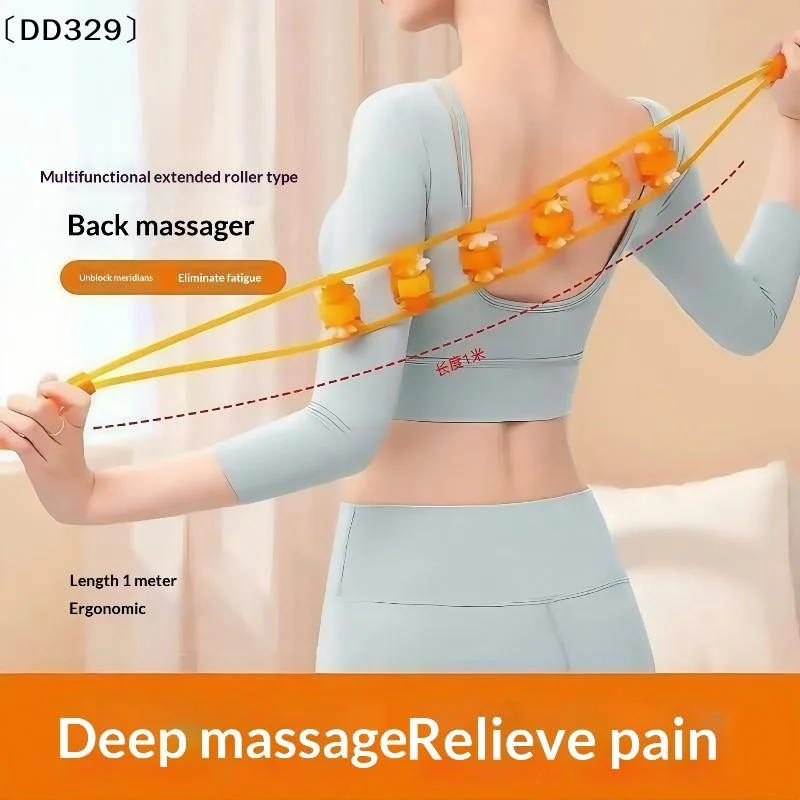 1Pcs Multi-Function Massage Roller Tool Hand-held Back Massager Pull-Back Roller Shoulder Neck Muscle Massager  Wheel〔DD329〕