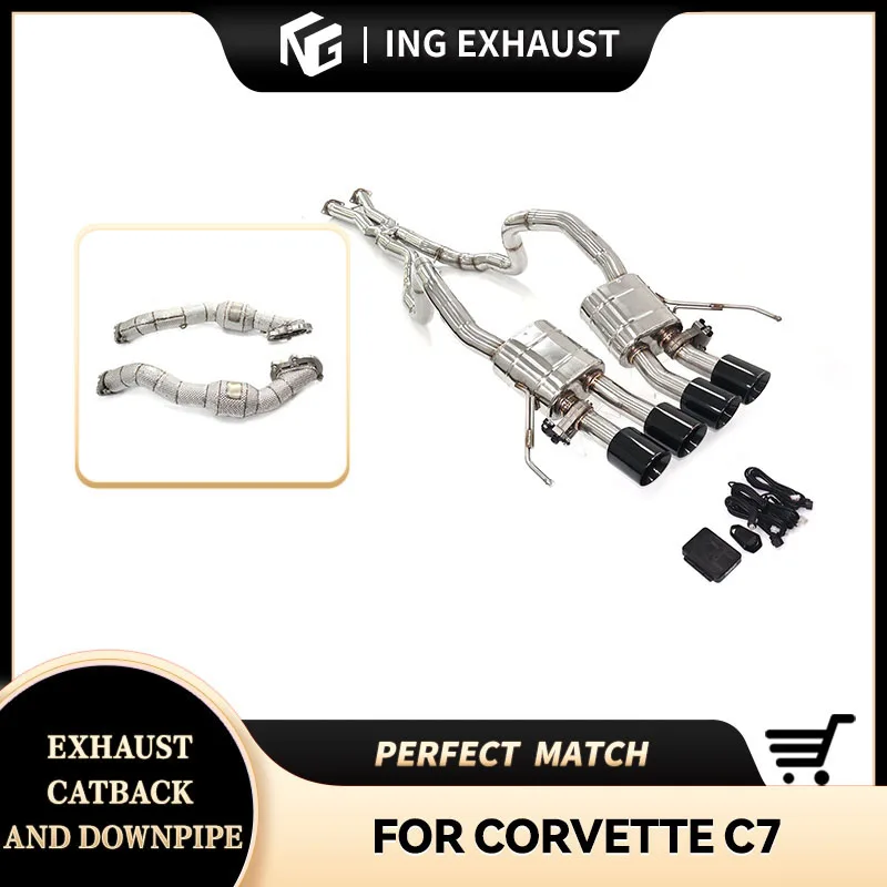 

ING full Catback +downpipe Muffler for Corvette C7 6.2L V8 Remote Electric Valve Control Performance Exhaust System