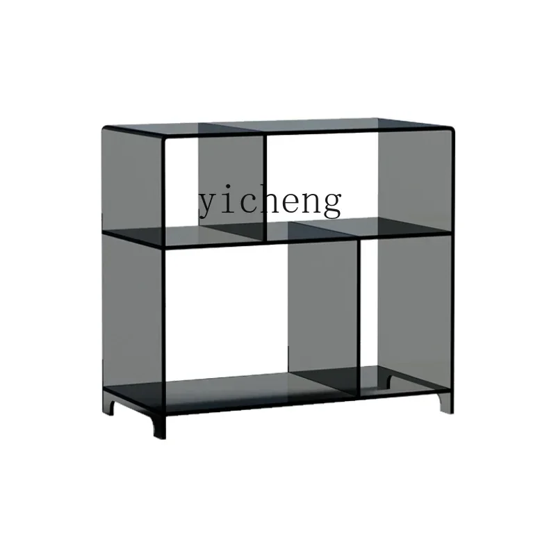 

acrylic multi-layer shelves, small apartment sofa side few bookshelves, living room very narrow side cabinet