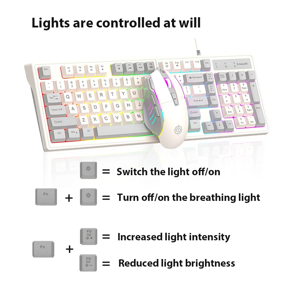 98 Keys Mechanical Keyboard Wired USB silent keyboard Seven Color Lights Keyboard for Computer Laptop Adjustable volume Keyboard