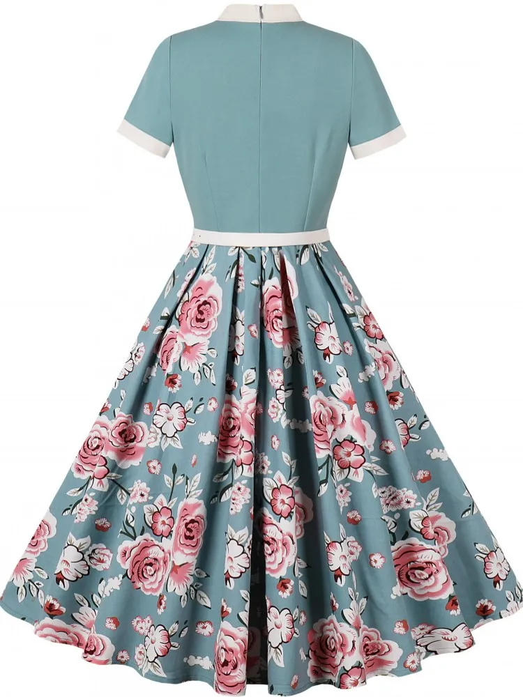 Damska letnia Pin Up w stylu Casual, imprezowa sukienka 2024 krótki rękaw sukienka Retro Vintage Rockabilly z lat 60. Z lat 50. 1960 lat 1950. Sukienka typu Swing Vestidos