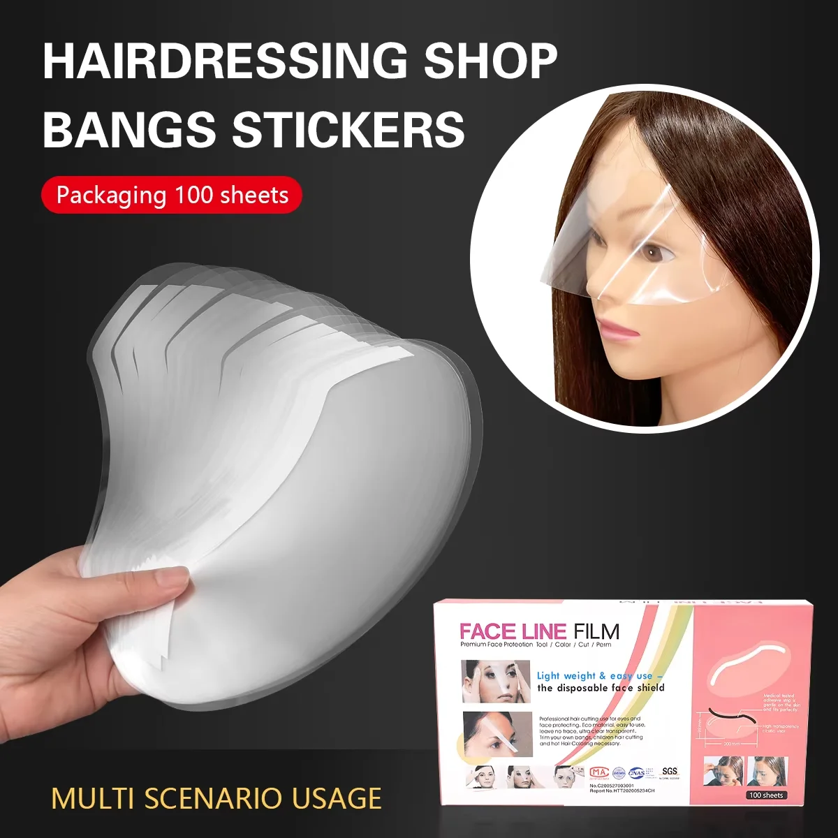 50/100Pcs Disposable Clear Face Shield Visors,Self-Adhesive Eye Protective Masks For Haircut Shower Makeup Salon Barber Supplies