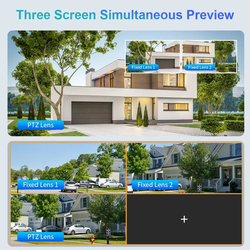 LS VISION 8K Outdoor Wireless Wifi Security Camera 10X Optical Zoom Auto Tracking 6K PTZ 4 Lens 3 Screens IP CCTV Cam Waterproof