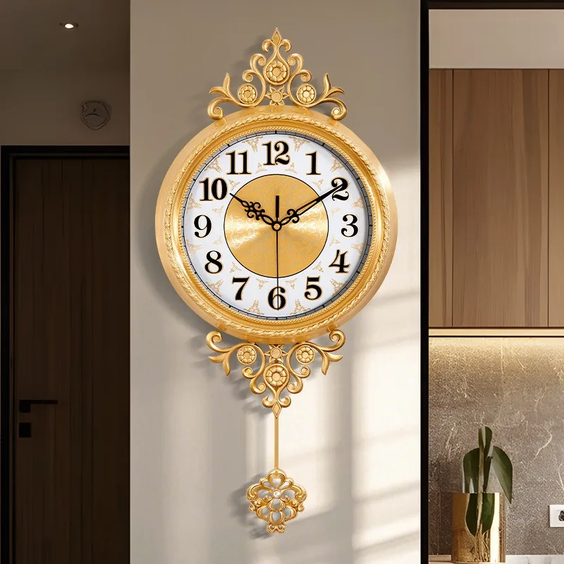 Aesthetic Wall Clock Luxury Elegant Wall Watch Decorative Large Pendulum Clocks Minimalist Silent Vintage Living Room Watches