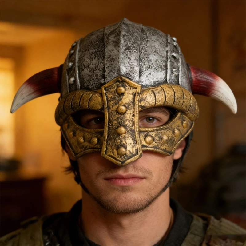 Medieval Vikinges Age Horned Vikinges Helmets Plastic Berserkers Soldier Warrrior Hat Halloween Cosplay Costume