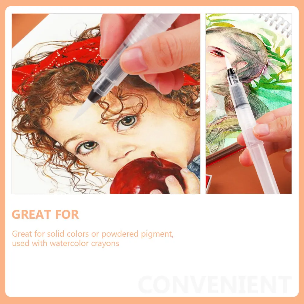 

6pcs Water Brush Pens Refillable Watercolor Painting Pens Transparent Window For Smooth Blending Art Supplies Portable Painting
