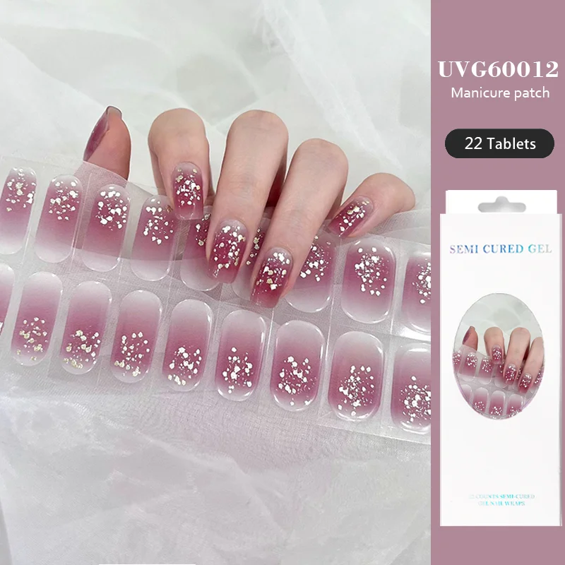 22 Tips UVG Series UV Semi-cured Gel Nail Stickers Waterproof  Full Cover Nail Decals UV Lamp Required Nail Art Decorations