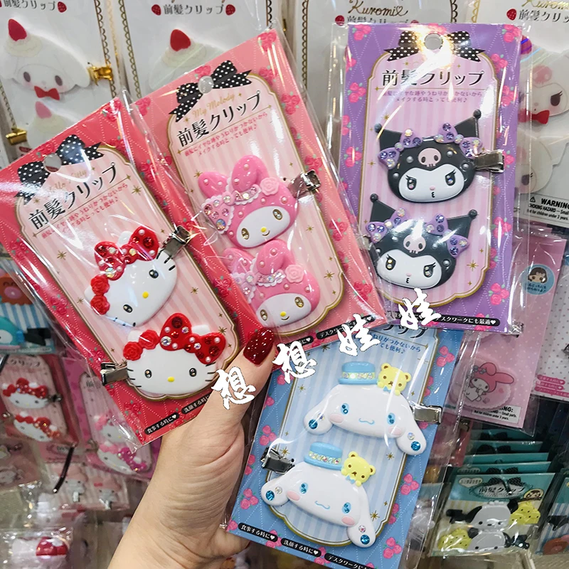 

sanrio cinnamoroll hair clip ladies kuromi hello kitty flash diamonds glittering front bangs clip ladies birthday gift japan