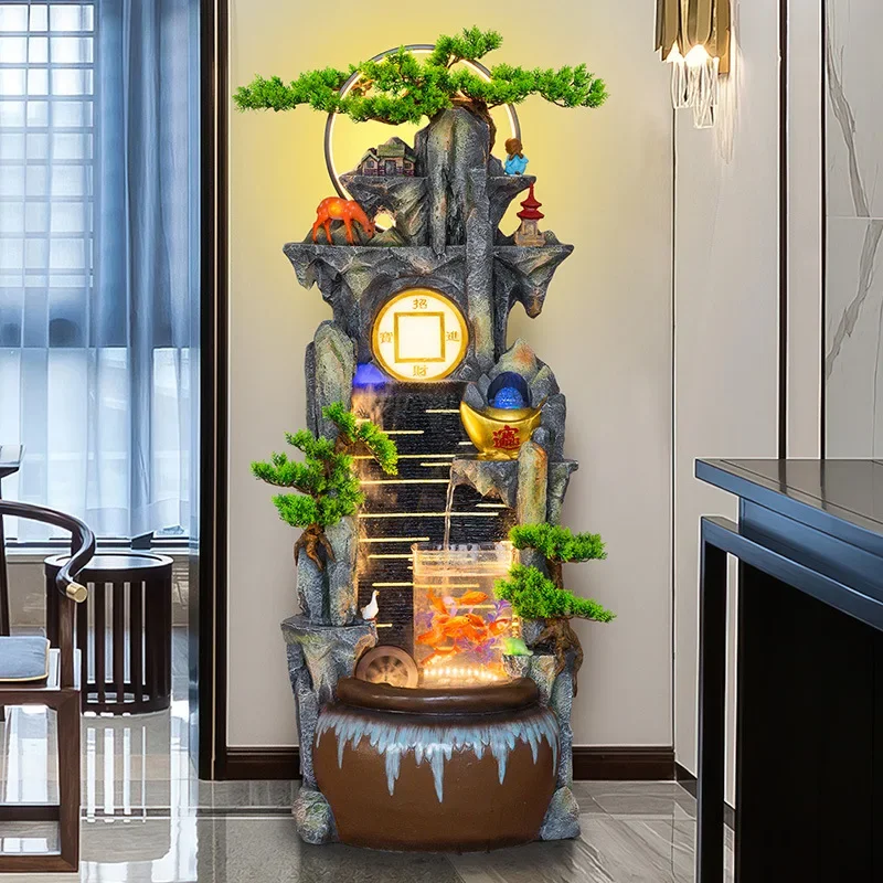 Feng Shui Wheel Cornucopia Rockery Flowing Water Shengcai Ornament Company Office Alpine Circulating Water Landscape
