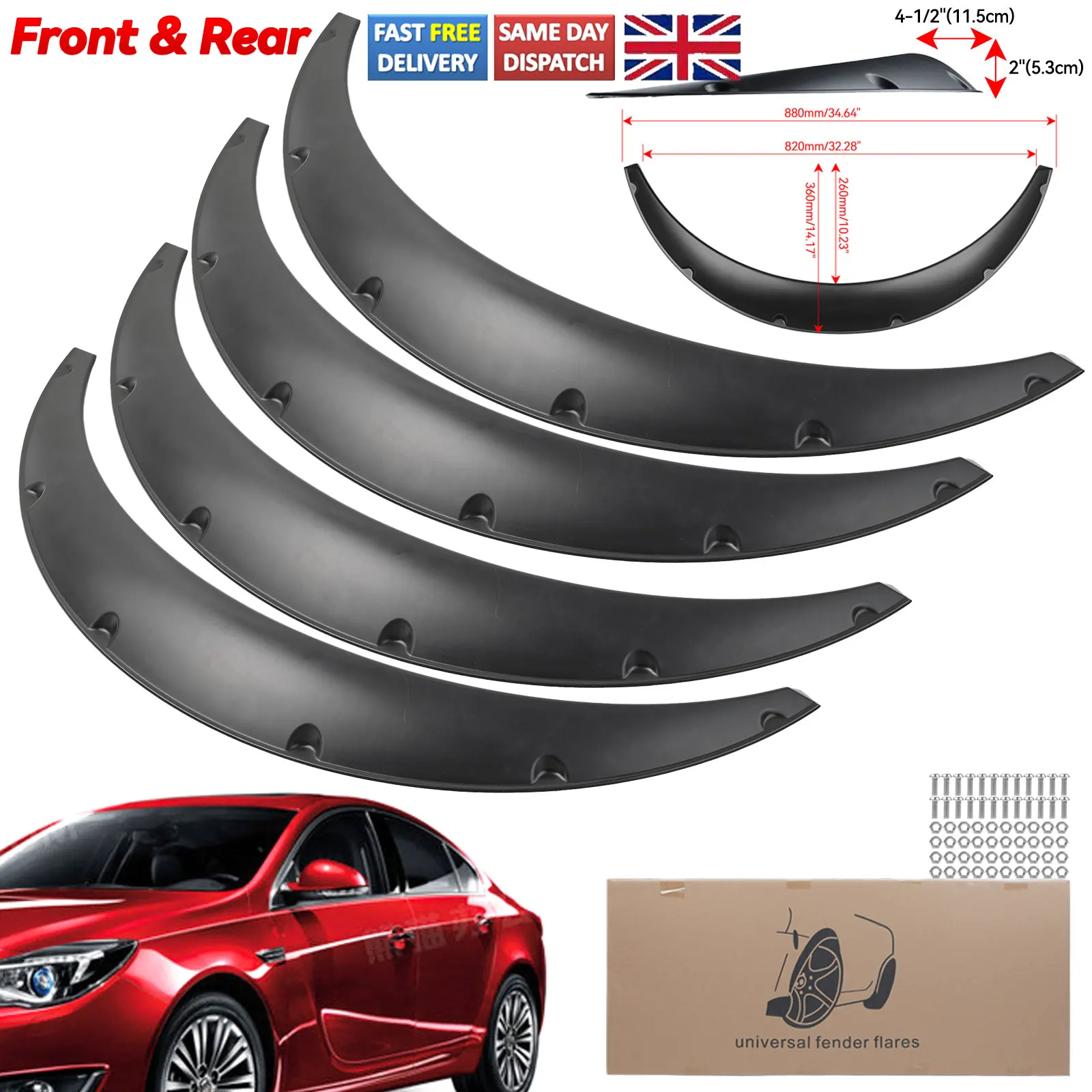 4Pcs Universal Flexible Cars Body Fender Flares Extension Wide Wheel Arches 89CM