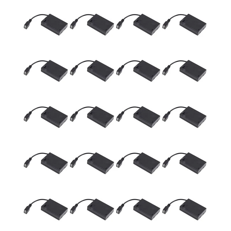 Stylish-20Pcs 3XAA Battery Case With Cover And Switch Connected To USB Female Connector USB Female Socket Battery Holder