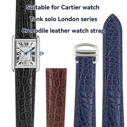 High-quality crocodile leather strap waterproof men women watchband For Cartier watch KEY MUST TANK LONDON SOLO18 20 22 23 24 25