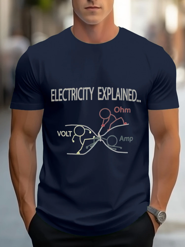 Electricity Explained Circuit Diagram Tee-Voltage, Ohm's Law Graphic design-100% cotton O-neck  casual printed men's T-shirt.