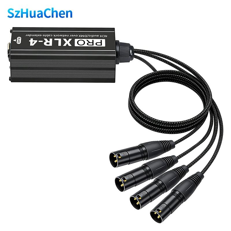 

4-канальный XLR-удлинитель по Ethernet: адаптер RJ45 на 4 XLR (гнездо) для экранированных сетевых кабелей Cat5, Cat6, Cat7