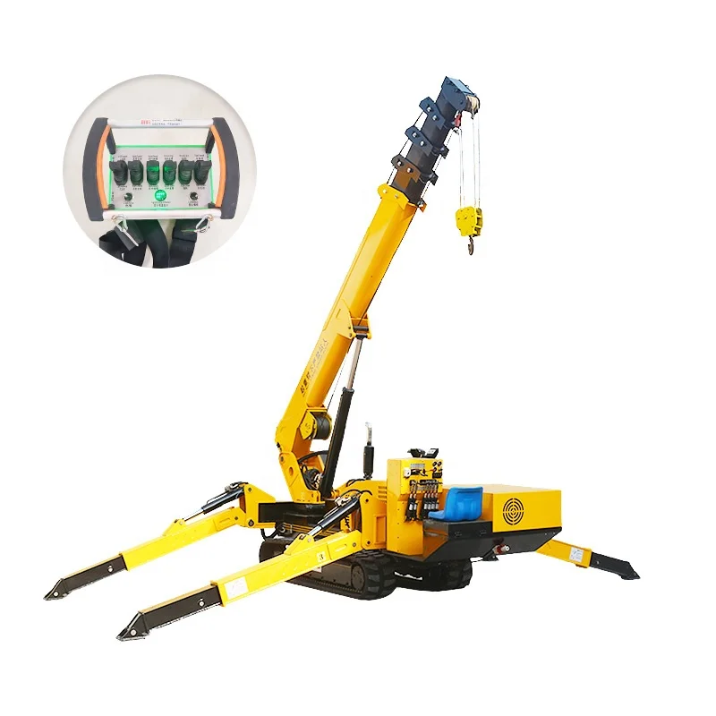 Mini Spider Crane 1.5 Ton All Terrain Lifting Machine Remote Control 6.5m Height Rubber Crawler Honda Gasoline Engine Low Cost