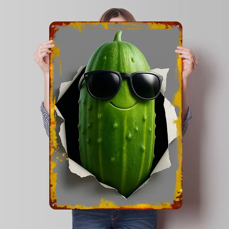 Cool Pickle With Sunglasses Poster Customized Wall Art Vintage Metal Signs Retro Tin Plaque for Man Cave Modern Home Decoration