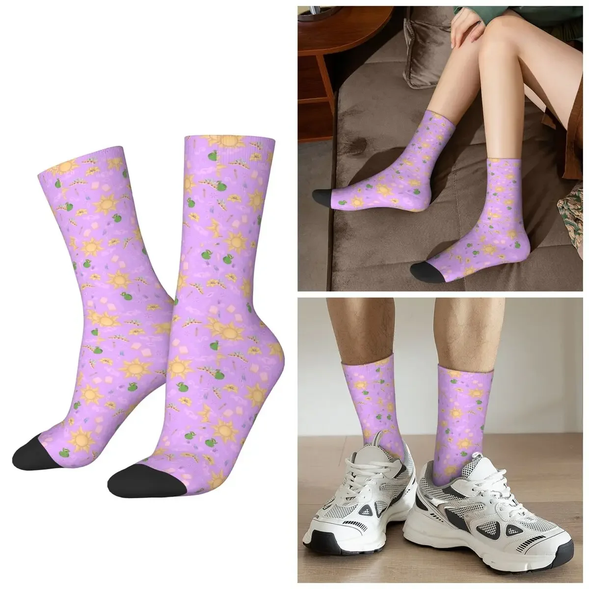 

All Seasons Rapunzel Pattern Socks Harajuku Crew Socks Super Soft Stockings for Men Women Valentine's Day Gifts