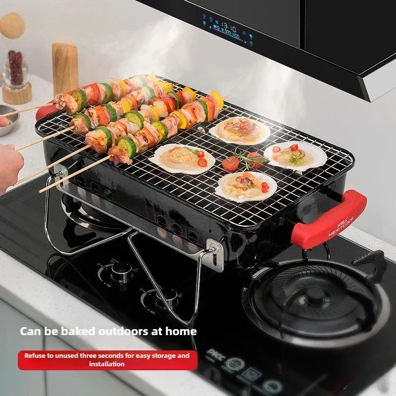 

Outdoor BBQ Grill Full Set Household Charcoal Car Portable Camping BBQ Grill Picnic Carbon Grill