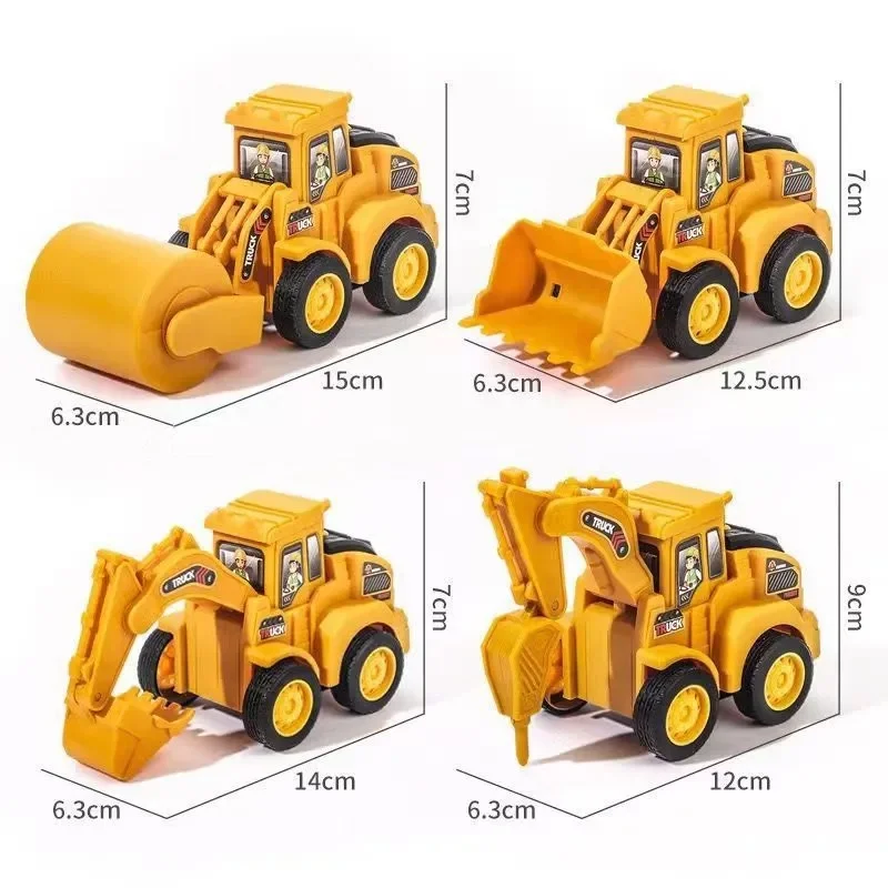 Popular Overseas Push-And-Play Construction Vehicle Toys for Ages 3 and Above, 4-Piece Set Including Excavator, Bulldozer, Road Roller, and Earth-Moving Machine, No Batteries Needed, Push-And-Play Construction Cars, Children's Realistic Pretend Play Toys, Preferred Birthday Gifts for Boys and Girls, Durable Abs Toy Cars, Beach Sand Toys, Stress-Relief Toys, Birthday Gifts, Children's Party Favors, Holiday Gifts view 4