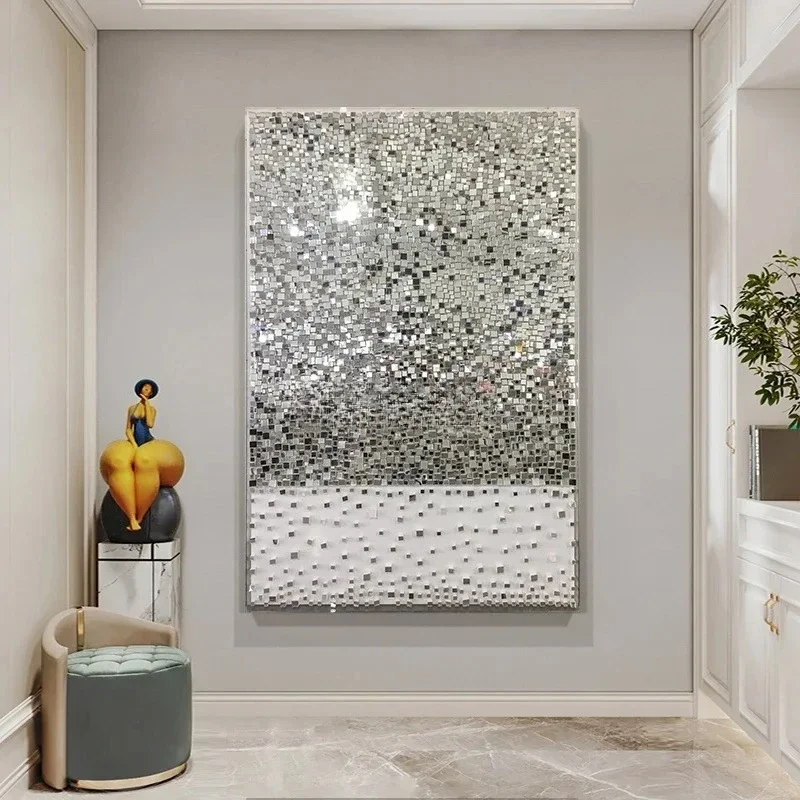 Wall painting mirror decoration living room entrance dining room large abstract art three-dimensional painting