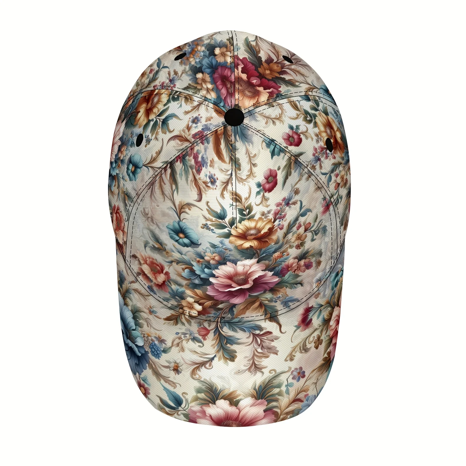 Unisex Colorful Floral Printed Baseball Cap Machine Washable Featuring an Adjustable Back Strap for Casual Wear