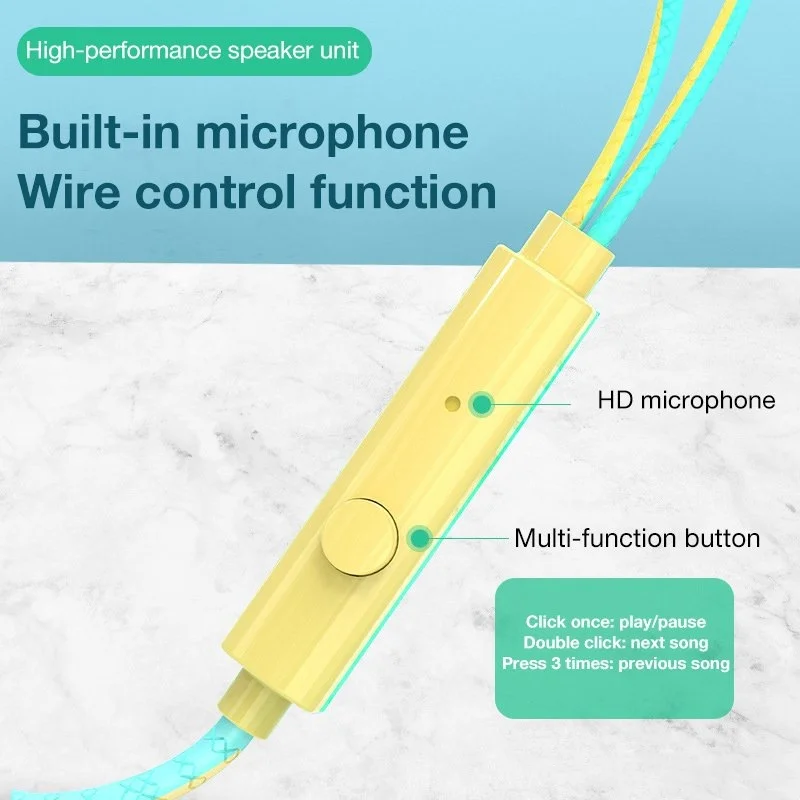 3.5MM In-Ear Headphone Running Music Game Earphone Noise Cancel For Mobile Phone PC Laptop With Mic Color Wire Stereo Earphone