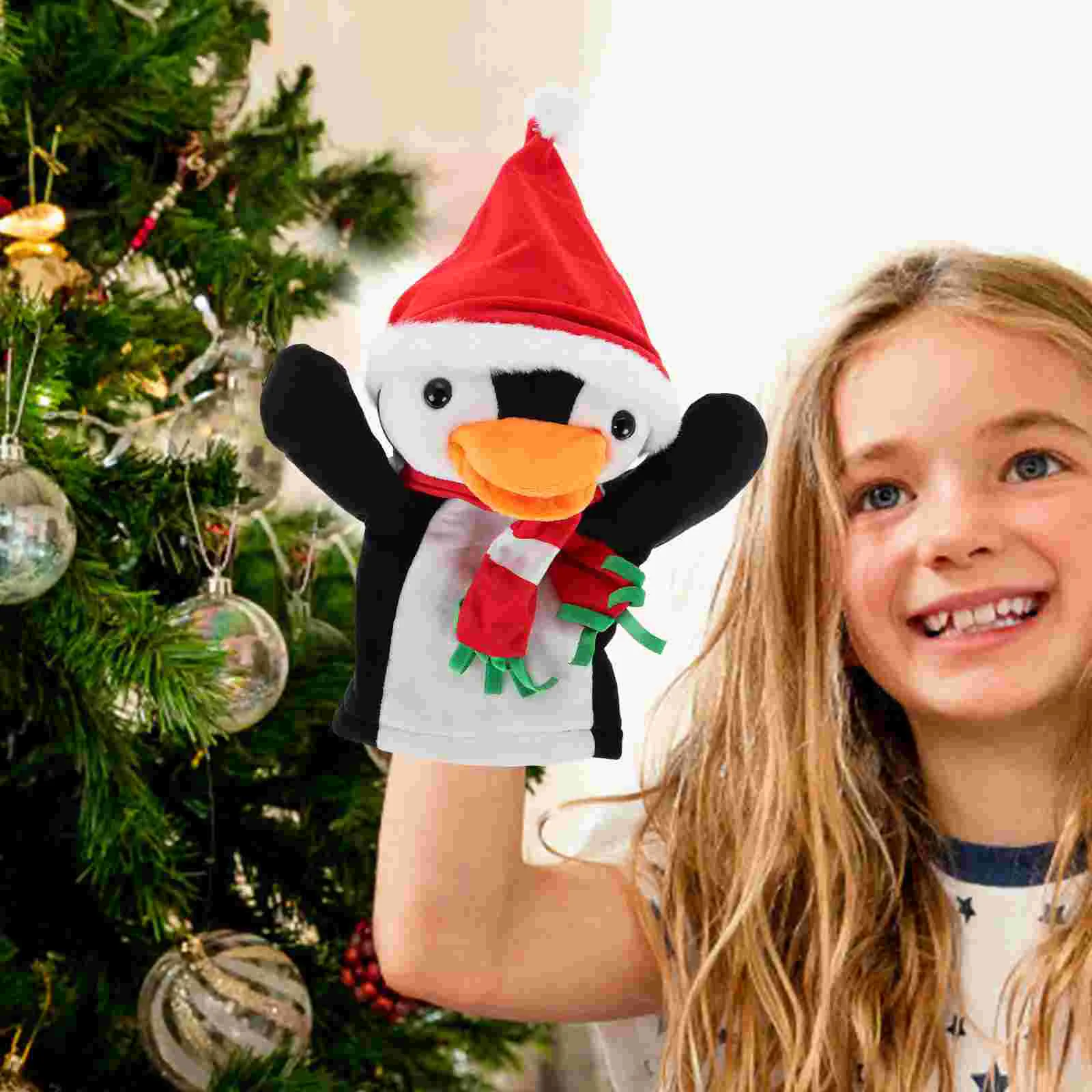 Pinguïn Handpop Peuters Speelgoed Vingerpoppetjes voor kinderen Theaterdieren Leuke Kerstman Walvis