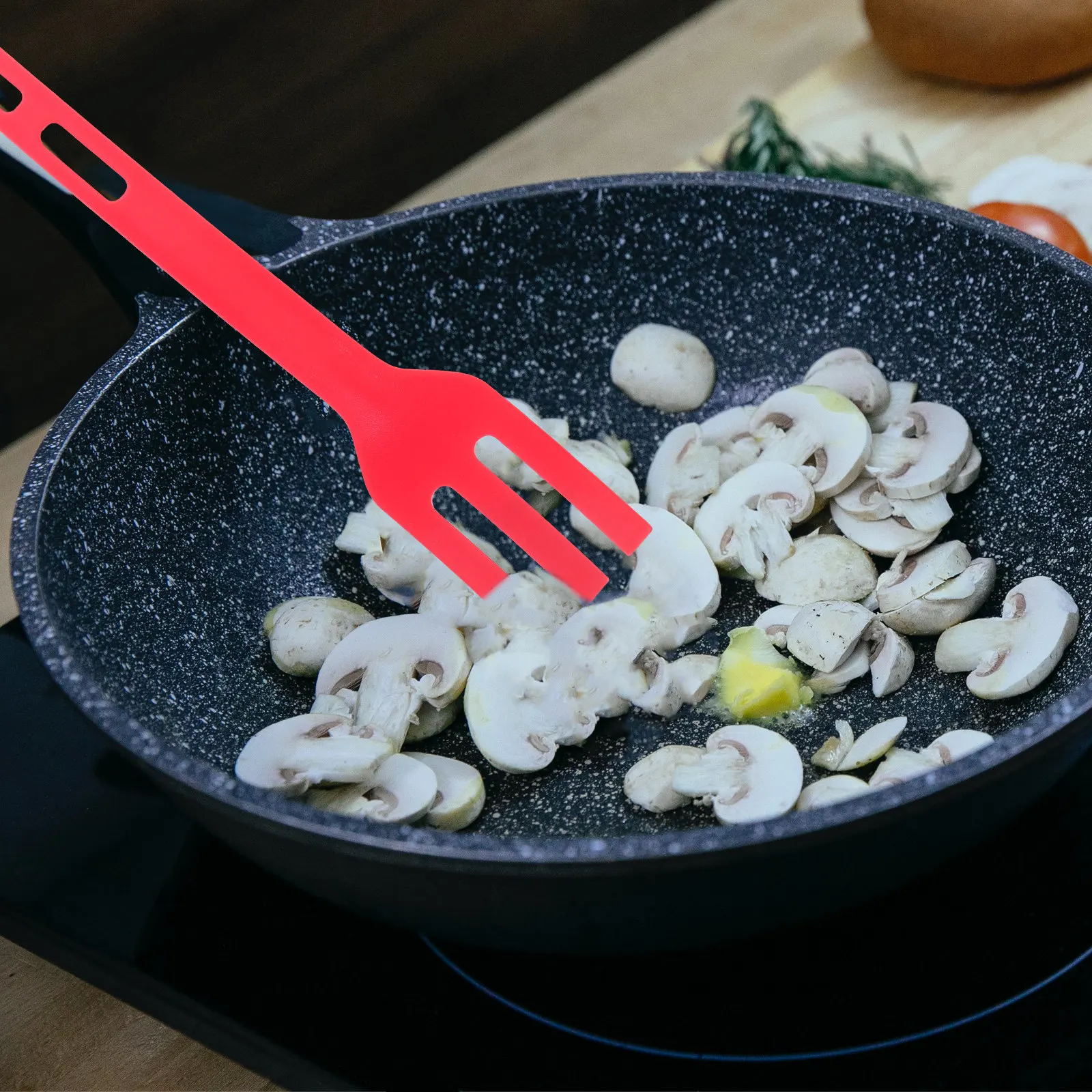 1Set Non-Stick Utensil Set for All Cookware Includes Slotted Turner Cooking Spoon Soup Fork Ergonomic Heat Resistant Kitchen