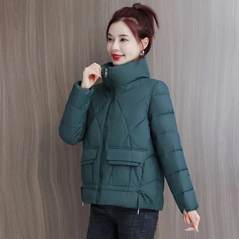 Jaqueta curta coreana de inverno para mulheres, parkas casuais soltas, jaquetas grossas e quentes, sobretudo feminino, outwear feminino, novo, 2023