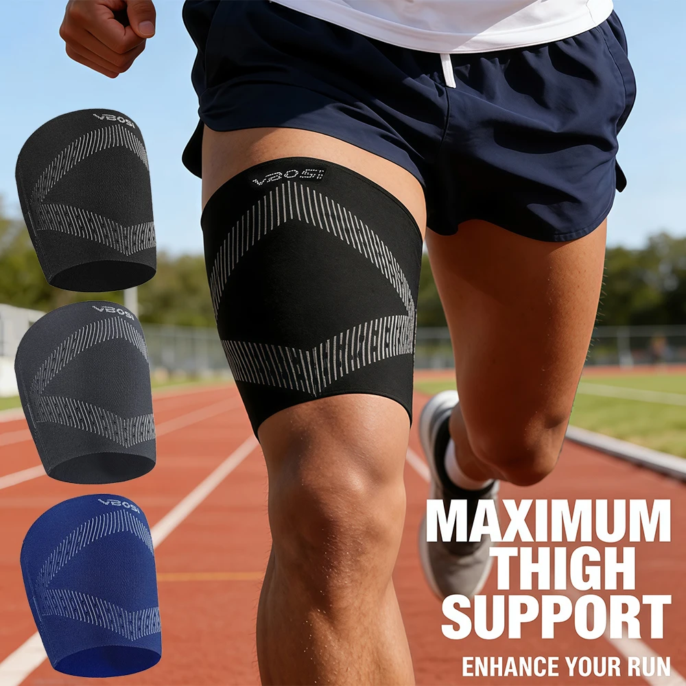 1Pcs Thigh Compression Sleeve with Non-Slip Silicone, Breathable Leg Support Brace for  Men Women Hamstring Quad Sports Recovery