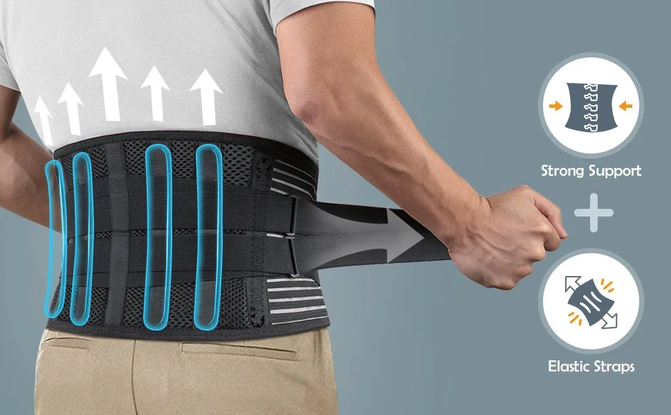 Back Brace with Anti-skid Orthopedic Lumbar Support with Pad Breathable Waist Support Belt for Gym Pain Relief