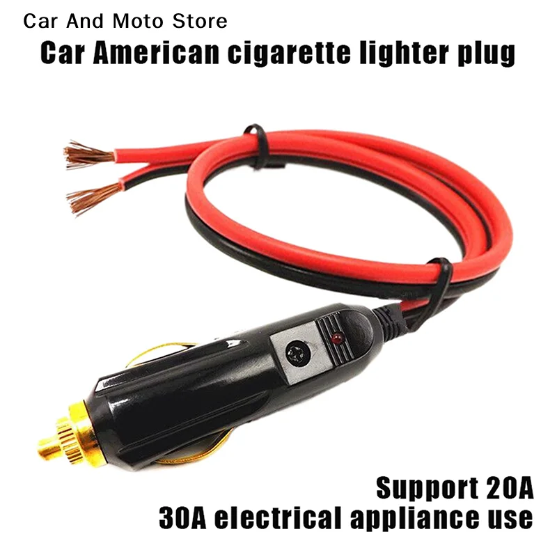 Auto 20A Male Car Cigarette Lighter LED Socket Plug Connector Adapter Sigaretten Aansteker Auto Copper Wire High-power 12V 24V