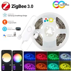 USB Smart LED Strip Lights Tuya Zigbee APP Control 5050 RGBCCT Led Light Flexible Lamp Tape Room Decor TV Backlight For Alexa