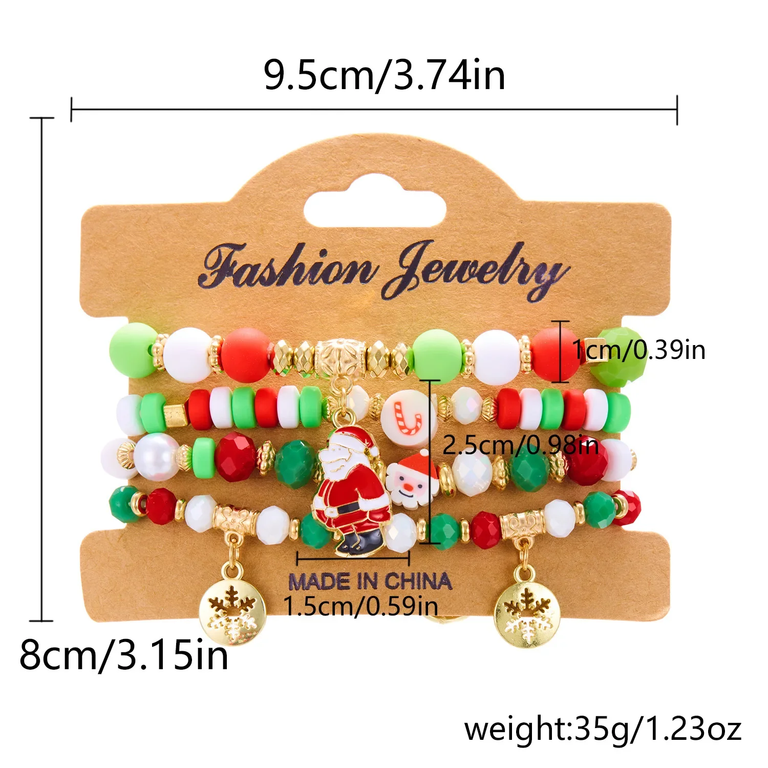 Festive Christmas Beaded Bracelets Elastic String Featuring Cute Acrylic Charms Santa Claus Reindeer Suitable for Both Genders