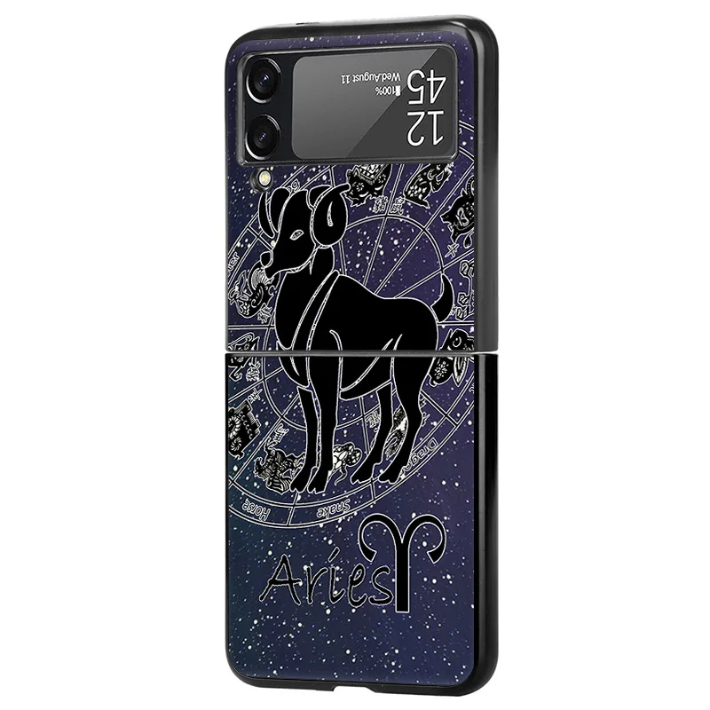 Hard Case for Samsung Z Flip6 Flip5 Flip4 Flip3 5G High-quality 12 Zodiac Constellations Galaxy ZFlip 6 Black Phone Cases Cover