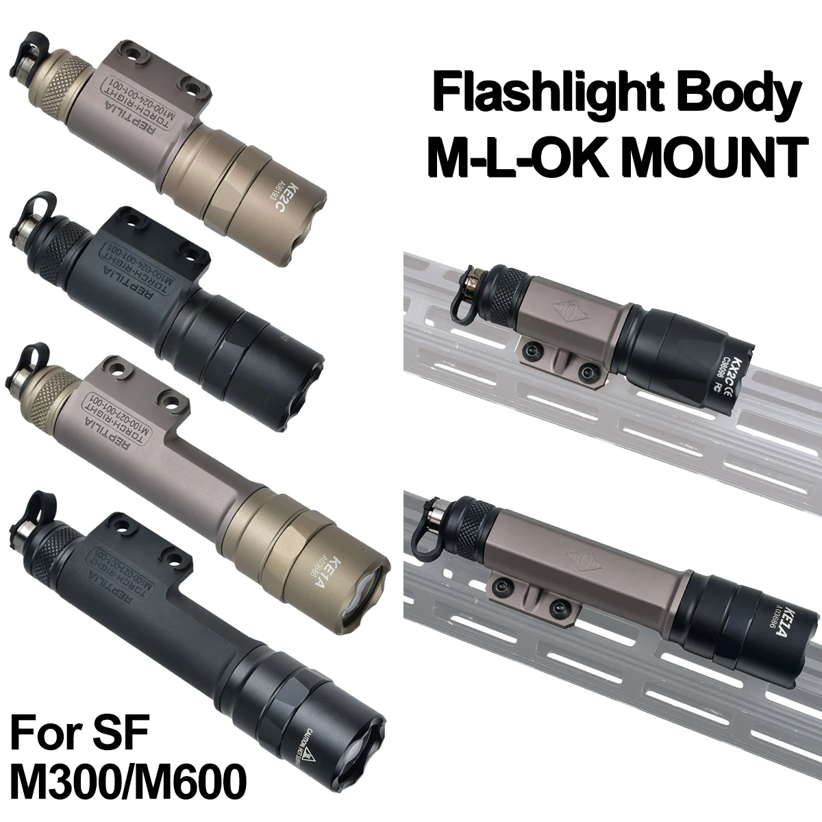 Flashlight Body M-L-OK Mount for Surefire M300 M600 18650 18350 Bracket Aluminum M323V M622V CNC Light Mount Hunting Accessories