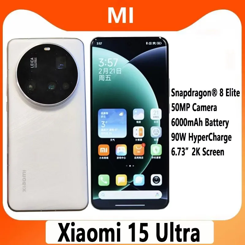 Xiaomi 15 Ultra Smartphone 6.73” Screen Snapdragon 8 Elite 90W HyperCharge 120Hz 6000mAh Battery 200MP Camera CN Version