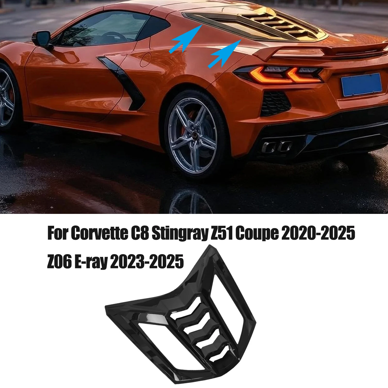 For Corvette C8 Stingray Z51 Coupe 2020-2025 Z06 E-ray 2023-2025 Rear Engine Window Louvers Windshield Scoops Grill Shutter Carb