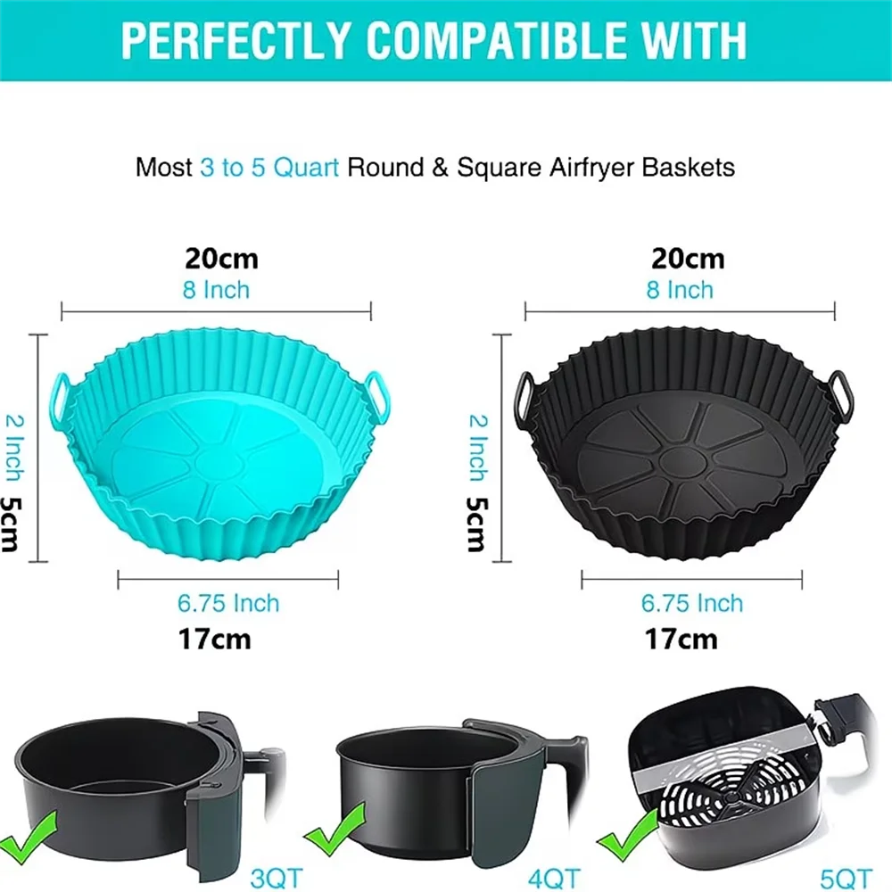 Air Fryer Silicone Pot, Air Fryer Silicone Liners Round Food Safe Non Stick Air Fryer Basket Additions, Kitchen Gadgets