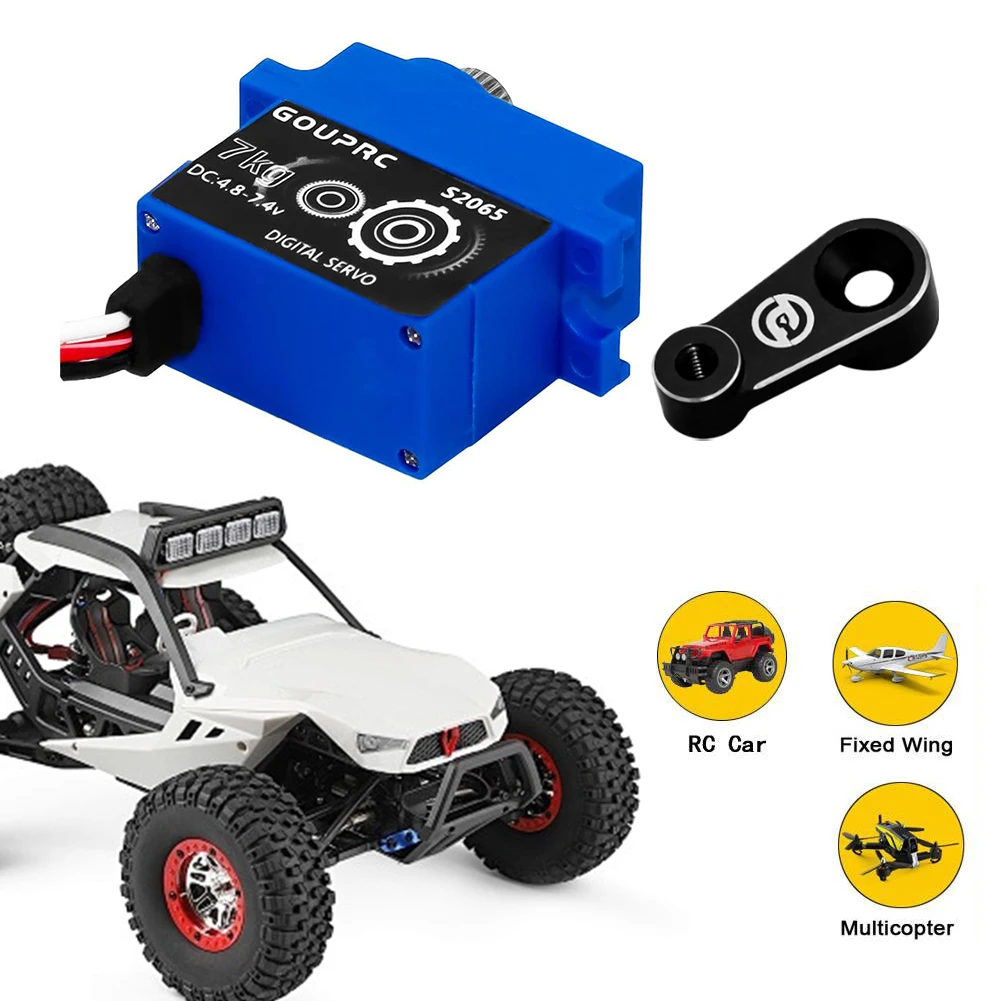 Servo Digital Micro RC à Prova d'Água de 7KG com Horn e Engrenagem de Metal para Carros RC Crawler 1/10 TRX4 TRX6 SCX10 III